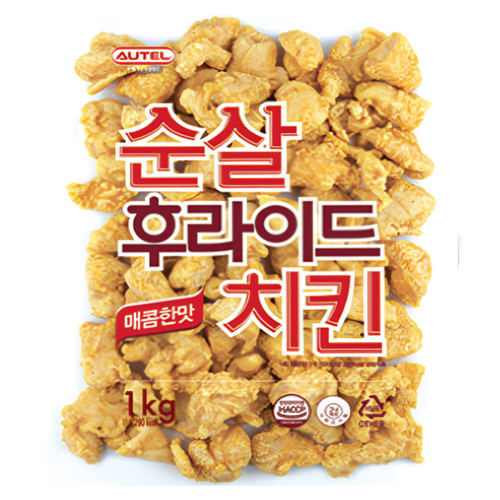 오뗄 순살 후라이드 치킨 1kg 무료 아이스포장 국내산 매콤한맛