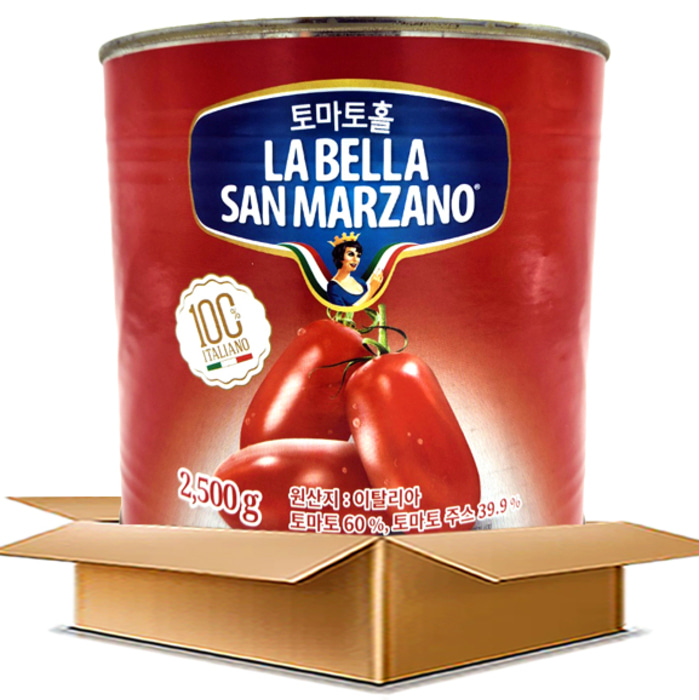 라벨라 산마르자노 토마토홀 (2.5kg x 6개) 롱고발디 대용 파스타 스파게티 소스